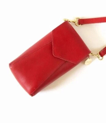 Mini bolsa tiracolo Clare V. Camille vermelha cereja **SOMENTE BOLSA SEM ALÇA** - Imagem 1 de 4