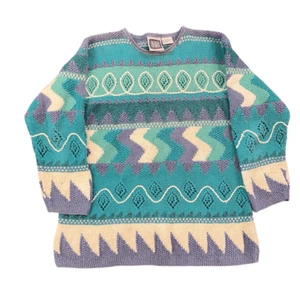 Vintage Sigrid Olsen Knit Sweater Women’s Medium Blue Grannycore - Picture 1 of 7