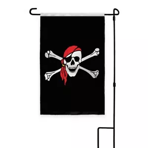 Bandiera da giardino cappello rosso 12"" x18"" teschio Jolly Roger Pirate Eye - Foto 1 di 1