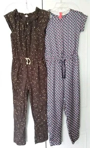 Lot of TWO Crewcuts Girls size 10 Jumpsuits Gray Star, Navy Elephants J. Crew - Picture 1 of 16