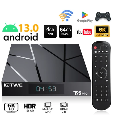 T95 Smart TV BOX 4GB+128GB Android 13.0 Quad Core 5G WIFI Netzwerk Media Player - Bild 1 von 4