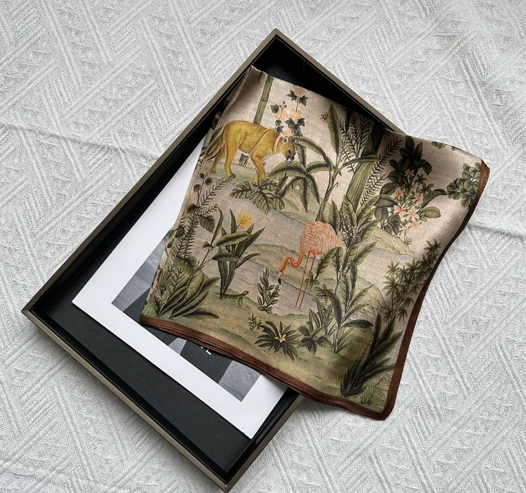 100% шелк шелковицы 20 «квадратный шарф женщин шейный платок надежном животных джунглей печати - Изображение 1 из 4