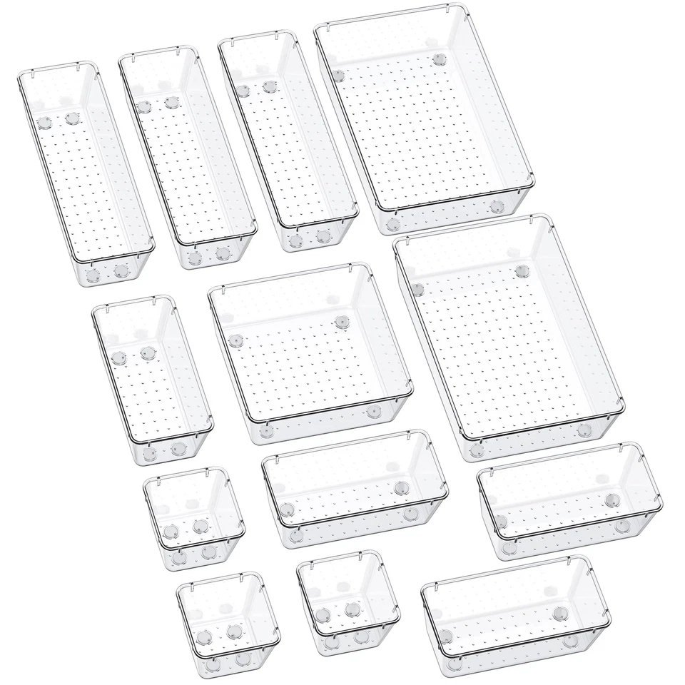 Smartake 13-piece Drawer Organizers With Non-slip Silicone Pads 5-size Desk for