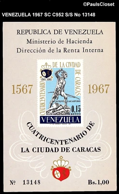 ВЕНЕСУЭЛА 1967 SC C952 ГЛАВНЫЙ GUAICAIPURO S/S Ba 1,00 No 13148 MNH NGAI VFINE - Изображение 1 из 2