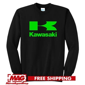 KAWASAKI NEGRO CUELLO REDONDO VERDE Logo Racing Sudadera Ninja Motocicleta Moto - Imagen 1 de 3