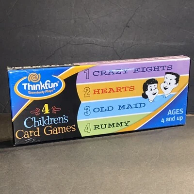 Thinkfun 4 Children’s Card Games 2002 Crazy Eights Hearts Old Maid Animal Rummy - Image 1 of 4