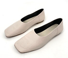 COS Women's 9.5 Soft Leather Square Toe off white Slip On Ballet Flats Portugal