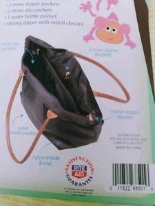 Black Premium Nylon Multiple Pockets 12"x17" Diaper Bag with Straps New in Box - Picture 1 of 6