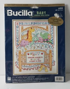 Vintage Bucilla Baby Counted Cross Stitch 1998 Gold Plated Needle #41939 - Picture 1 of 6
