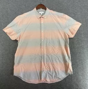 Calvin Klein Men’s Large Short Sleeve Button Up Shirt Pink Gray Ombré Stripes - Picture 1 of 11