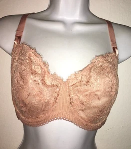 DOBREVA Lace Bra UK/US 36E Cream Coffee Non Padded See Through New - Picture 1 of 5