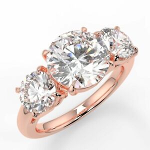 5.75 ct Lab Created White Diamond Engagement Ring In 3 Stone Style VVS1 AAA 925