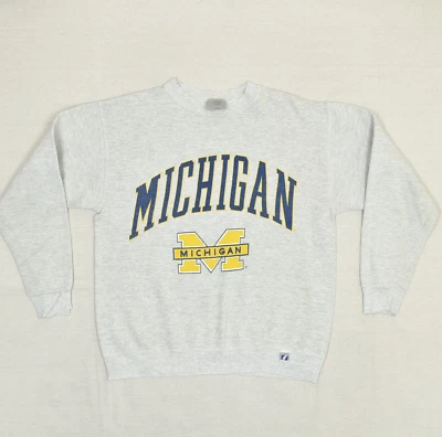 Logo 7 Men's Pullover Sweatshirt Cotton Gray Size M Michigan Wolverines Vintage - Image 1 of 4