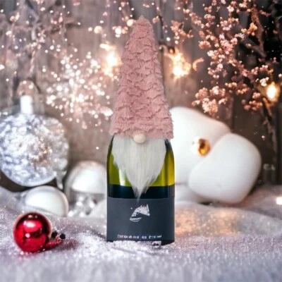 Bottle Topper Christmas Gnome Tree Topper Pink Hat White Beard Dwarf Table Decor - Image 1 of 4