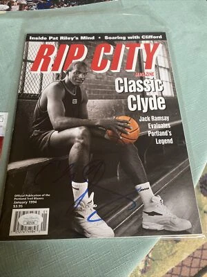 Revista Rip City firmada por Clyde Drexler 1994 certificada por la JSA Foto 1 de 2