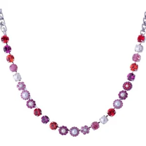 Mariana Roxanne Silvertone Necklace Fuchsia Red Rose Crystal Mix Floral 1166 NWT - Picture 1 of 1