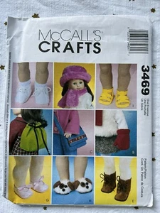 McCalls 3469 18" Doll Accessories Sewing Craft Pattern Uncut Shoes Hat Scarf Bag - Picture 1 of 1