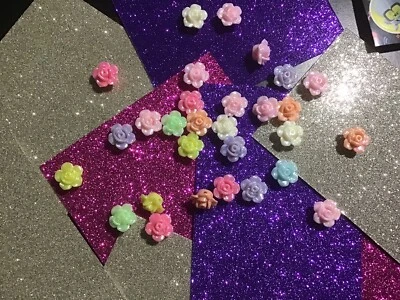 20 / 12mm Acrylic Assorted Pastel Color Flower Rose Jewelry Craft Beads - Image 1 of 3