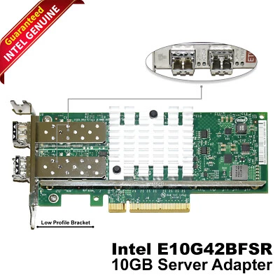 Intel X520-SR2 10Gbps Dual Port PCI-E Server Adapter Low Profile E10G42BFSR - Image 1 of 4