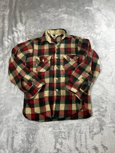 Vintage 70s Woolrich Heavy Thick Wool Plaid Brown Red Shirt Jacket M? 1970s USA - Picture 1 of 9