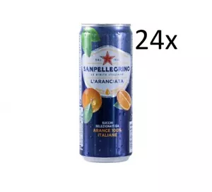 24x San Pellegrino Aranciata Italienisches Erfrischungsgetränk 33cl Einwegdosen - Bild 1 von 1