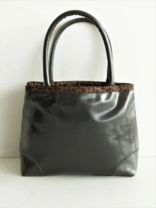 BOTTEGA VENETA Gray Ultra Soft Vinyl & Leopard Print Trim Small Satchel/Tote  - Picture 1 of 10