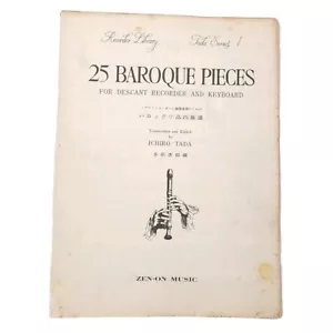 25 Baroque Pieces For Descant Recorder and Keyboard By Ichiro Tada - Picture 1 of 13