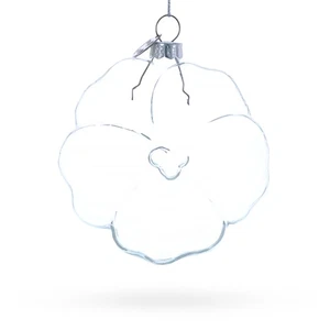 Flower-Shaped Clear Blown Glass Christmas Ornament - Picture 1 of 4