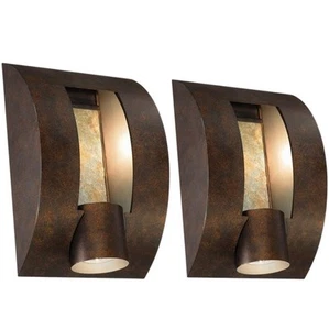 2er Set Gerahmte Schiefer Moderne Außen Wand Down Leuchte Bronze 3 Lichter 12" - Bild 1 von 12
