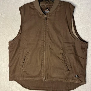Ridgecut Vest Mens 2XL Brown Faux Sherpa Lined Zip Up Outdoor Pockets Gorpcore - Picture 1 of 10