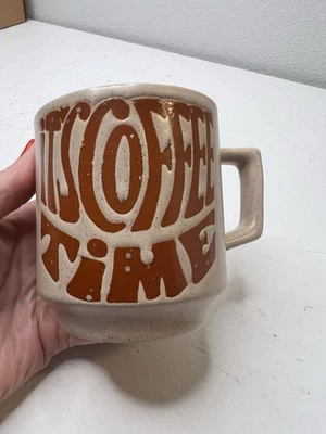 Vintage “It’s Coffee Time” Mug Retro 70s Speckled Stoneware Coffee Cup MCM - Image 1 of 4