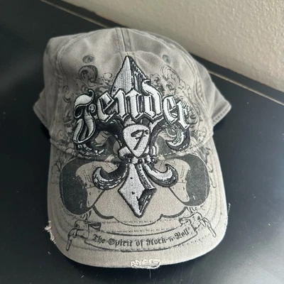 Guitarra Punk Y2K Grunge Fender Hat Rock N Roll Plateada Ajustada Talla L/XL Foto 1 de 3