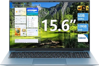 15.6-Inch SGIN Laptop Notebook 2025 4-Core N4000 Intel Celeron 4GB+128GB SSD - Image 1 of 4