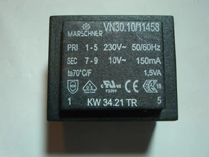 Imprimer Trafo 10V 0,15A 1,5VA Marschner VN30.10/11458 #3-7A - Picture 1 of 6