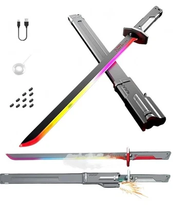 Espada de Neón Cyberpunk 31.5" Hoja de Chispa con Sensor de Golpe Sonido y Niebla Tipo-C Gris Ceniza Foto 1 de 4