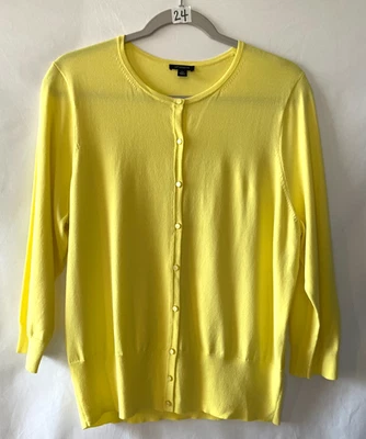 Cárdigan suéter tejido ajustado manga 3/4 amarillo neón Ann Taylor para mujer talla XL Foto 1 de 4