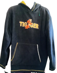 Disney Tigger Hoodie Sweatshirt Adult Sz M Black Fleece Pullover Pooh VTG Style - Picture 1 of 4