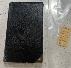 RARE VTG Gucci Black Leather HOSTESS BOOK GOLDFILLED 1/30 12k ORIGINAL TAG - Bild 1 von 23