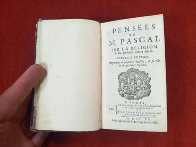 Pensées PASCAL sur la Religion 1715 Paris Deprez Reliure Ex Libris Lacger - Photo 1/4