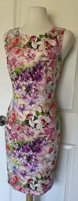Vestido Joseph Ribkoff Floral Vaina Sin Mangas Talla 10~ HERMOSO- Foto 1 de 4