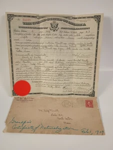 1909 USA Certificate of Citizenship Naturalization to United States  - Bild 1 von 6