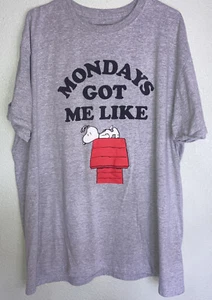 Peanuts Snoopy - Mondays Got Me Like- Gray T-Shirt Size 3XL - Picture 1 of 5
