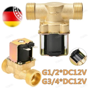 Magnetventil Messing 1/2 3/4" DC 12V Stromlos geschlossen Wasser Ventil 8 Bar DE - Bild 1 von 9