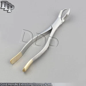 GOLD HANDLE HIGH GRADE DENTAL UPPER LEFT MOLARS TOOTH EXTRACTING FORCEPS #88L - Picture 1 of 3