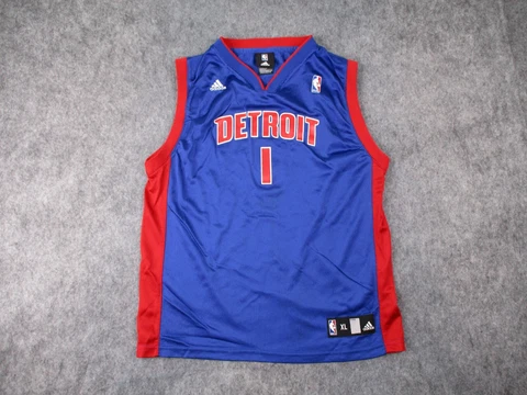 Detroit Pistons Jersey Youth Large Adidas Blue Chauncey Billups NBA Boys Kids #1 Cover