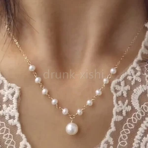 Precioso Collar Perla Blanca Redondo AAA+ Mar del Sur Oro 18" 14k P - Imagen 1 de 5