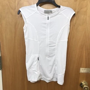 Athleta Shirt Women X-Small White Ruched Zip Front Top Athleisure - Picture 1 of 8