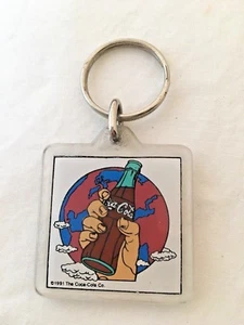 Vintage 1991 Coca Cola Key Chain Coke Bottle Lucite Two Sided - Picture 1 of 2