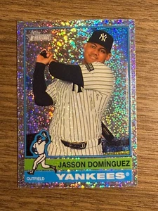 2025 Topps Heritage #453 Jasson Domínguez Chrome Silver Sparkle Refractor - Picture 1 of 2