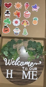 Welcome Home Sign Seasonal Front Porch Door Decor With 14 Changeable Icons - Picture 1 of 10